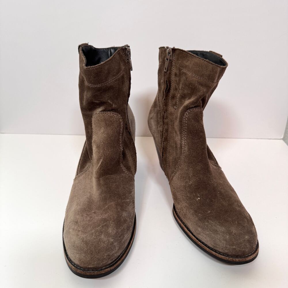 Paul Green Womens Suede Chunky Heel Boot Bootie Size UK 6.5 US 9 Neutral Brown